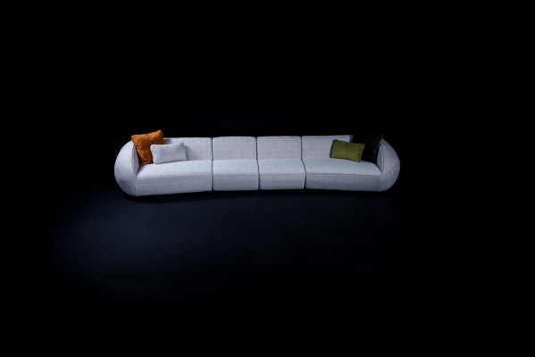 Szara sześcioosobowa kanapa do salonu tapicerowana sofa luksusowe designerskie meble