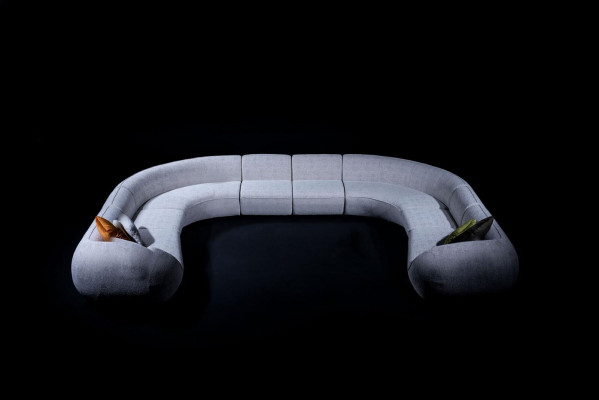Villas Sofa Narożnikowa kanapa Konstrukcja w kształcie litery L Sofa tapicerowana styl Włókienniczy Żywy krajobraz Szary