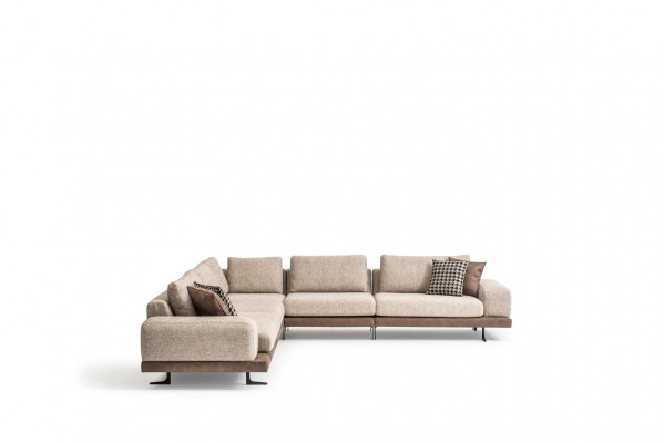 Beżowa Narożnikowa kanapa Podkładka Zestaw narożny Sofa w kształcie litery L Nowoczesna kanapa Żywy krajobraz