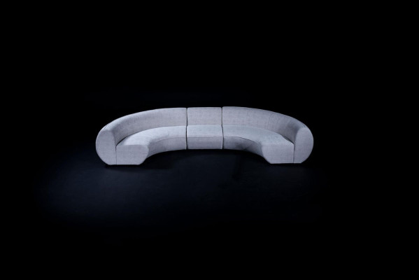 Półokrągły Narożnik Szary Zestaw Włókienniczy Sofy Kształt U Couch Modern New