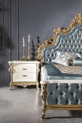 Luksusowe podwójne łóżko Chesterfield Barokowe łóżko Sypialnia Meble Przyciski