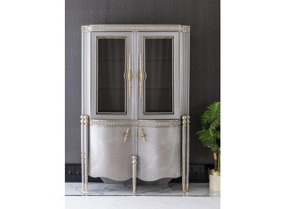 Gablota Szara jadalnia Szafa Półka Design Eleganckie Meble Metalowe Nowość