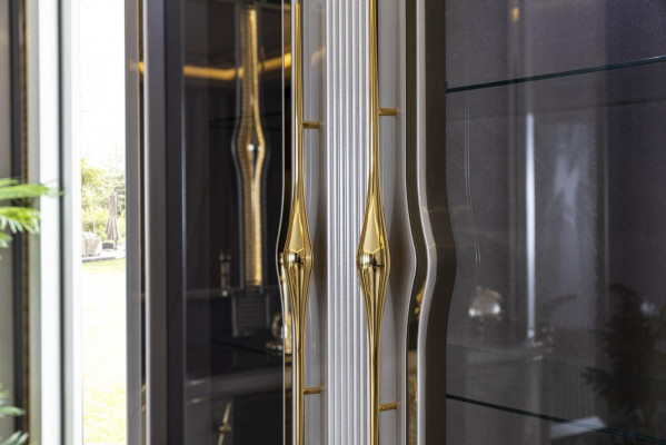 Gablota Szara jadalnia Szafa Półka Design Eleganckie Meble Metalowe Nowość