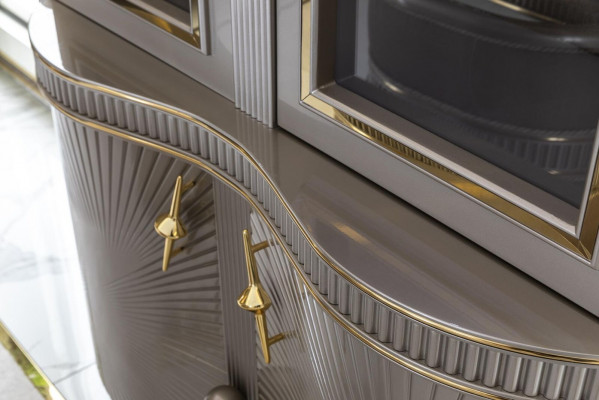 Gablota Szara jadalnia Szafa Półka Design Eleganckie Meble Metalowe Nowość