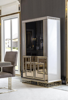 Gablota Szara jadalnia Luksusowe Meble Metal Drewno Design Szafa Elegancka Nowość