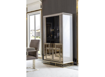 Gablota Szara jadalnia Luksusowe Meble Metal Drewno Design Szafa Elegancka Nowość