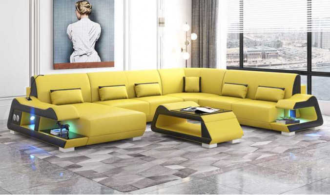 Duża sofa Żywy krajobraz XXL U w kształcie Narożnikowa kanapa skórzana Sofy Białe sofy