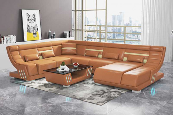 Design Sofy Żywy krajobraz Sofa U Shape Narożnikowa kanapa Brown Couches Meble