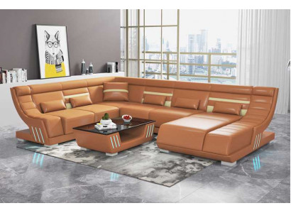 Design Sofy Żywy krajobraz Sofa U Shape Narożnikowa kanapa Brown Couches Meble