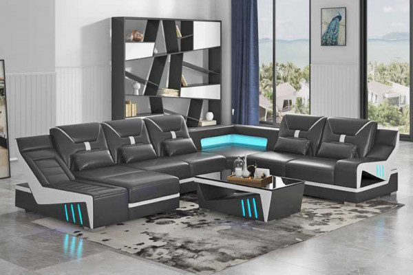 Żywy krajobraz Sofa U Shape Narożnikowa kanapa Designerska sofa Czarny zestaw narożny