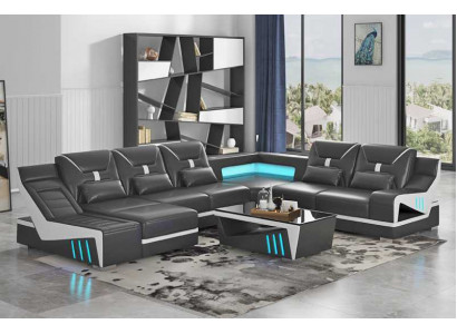 Żywy krajobraz Sofa U Shape Narożnikowa kanapa Designerska sofa Czarny zestaw narożny