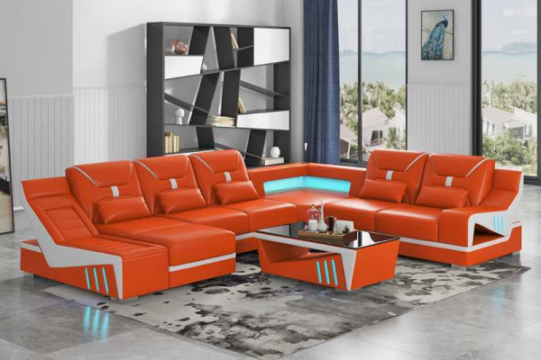 Żywy krajobraz Sofa U Shape Narożnikowa kanapa Designerska sofa Czarny zestaw narożny