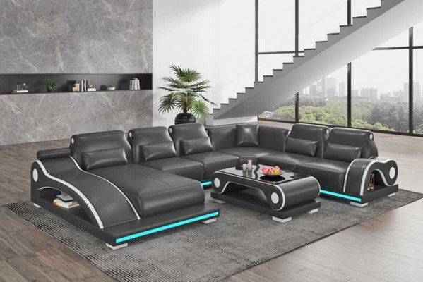 Żywy krajobraz XXL Sofa U Shape Duża Narożnikowa kanapa Sofa Skórzana Brązowe Sofy Nowość