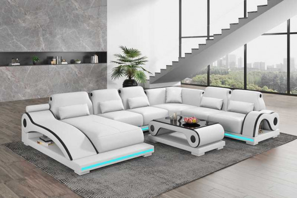 Żywy krajobraz XXL Sofa U Shape Duża Narożnikowa kanapa Sofa Skórzana Brązowe Sofy Nowość