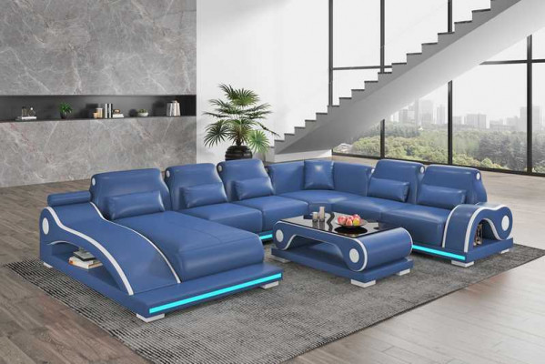 Żywy krajobraz XXL Sofa U Shape Duża Narożnikowa kanapa Sofa Skórzana Brązowe Sofy Nowość