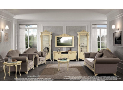 Zestaw do salonu Zestaw sofowy Drewno do salonu klasyczny design Włochy Zestaw 9 sztuk.