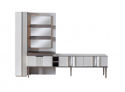 Ekskluzywna jednostka ścienna White Kolor Designer Meble do Living Room podświetlana diodami LED