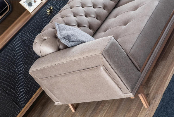 Sofa 4 miejsce do siedzenia Design Sofy Podkładka Szara Włókienniczy Relaks Siedziba Meble Modern