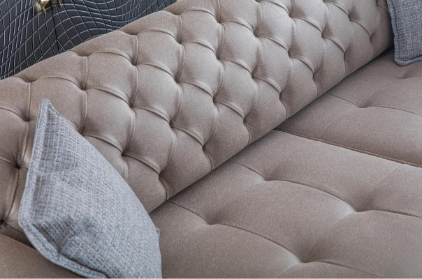 Sofa 4 miejsce do siedzenia Design Sofy Podkładka Szara Włókienniczy Relaks Siedziba Meble Modern