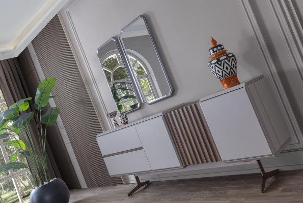 Ekskluzywny kredens do jadalni 2x Lustro Kredens 210cm Drewno 3 szt