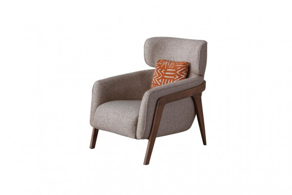 Fotel Nowoczesny Beżowy Salon Włókienniczy Luxury Design Meble Lounge Club
