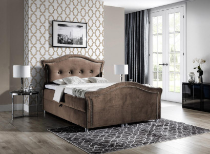 Łóżko skrzyniowe Chesterfield Hotel Łóżko Sypialnia Aksamit Podstawa łóżko podwójne