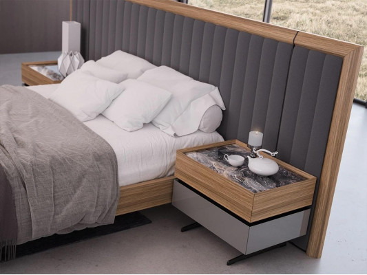 Sypialnia Zestaw 3szt Łóżko Podwójne Nowoczesne 2x Szafki nocne Drewno Design Kompletne