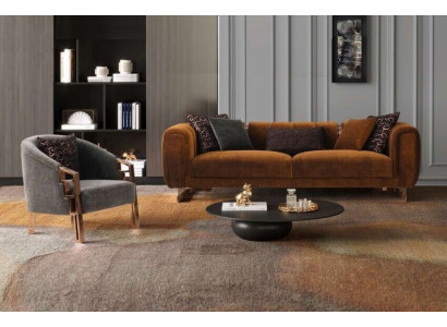 Zestaw sof trzyosobowych Fotel w kolorze brązowym Kompletna sofa z tkaniny