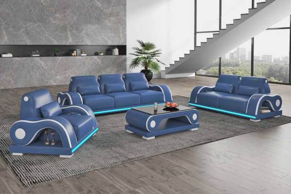 Komplet sofowy Zestaw sofowy Luksusowa Kompletna Biała Skórzana Sofa Kanapa Nowoczesna Sofa