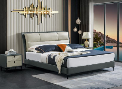 Łóżko Sypialnia Zestawy Designer Luksusowe łóżko Kompletny zestaw 2x Stolik nocny