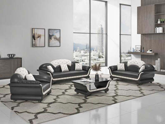 Zestaw sofowy komplet wypoczynkowy skórzana sofa kompletna 3-częściowe sofy Czarny