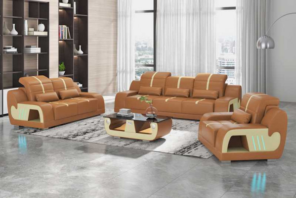 Zestaw wypoczynkowy Luksusowy Zestaw sofowy Kompletny Biały sztuczna skóra Sofa 321