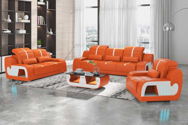 Zestaw wypoczynkowy Luksusowy Zestaw sofowy Kompletny Biały sztuczna skóra Sofa 321