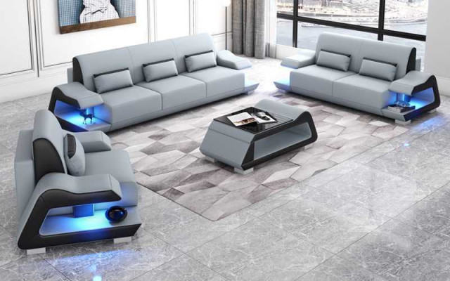 Zestaw kanapowy Zestaw sofowy skórzane sofy kompletna sofa 3-częściowa Biały komplet 3+2+1