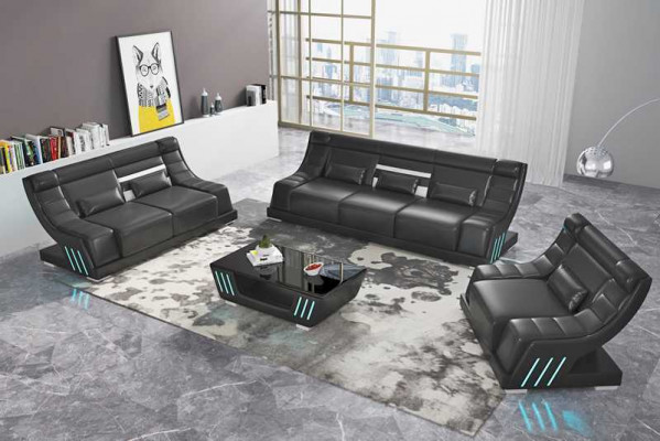 Zestaw sofowy luksusowy komplet wypoczynkowy Biały sztuczna skóra sofa 321