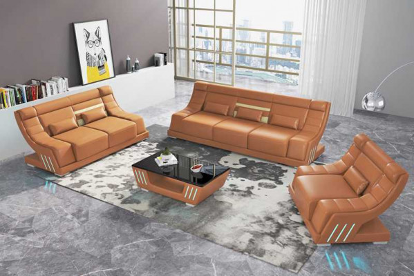Zestaw sofowy luksusowy komplet wypoczynkowy Biały sztuczna skóra sofa 321