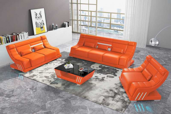 Zestaw sofowy luksusowy komplet wypoczynkowy Biały sztuczna skóra sofa 321