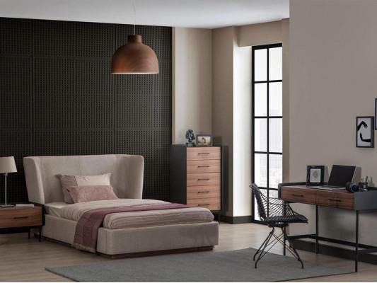 Design Kompletna 4-częściowa Sypialnia Łóżko Stolik nocny Modern Kredens Nowość