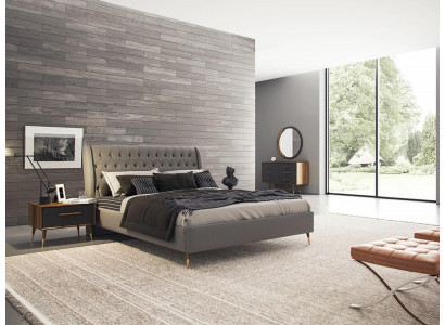 Design Sypialnia Kompletne 5-częściowe łóżko 2x Szafki nocne Kredens z Lustro