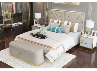 Łóżko łóżko Podkładka Double Marriage Hotel Luxury Skóra Nowoczesna Designerska Sypialnia