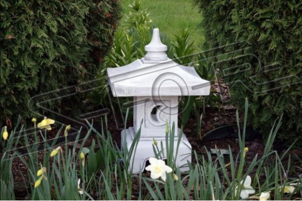 Feng Shui, figura ogrodowa, rzeźba, japońska odlewana z kamienia dekoracja ogrodowa, figura domu