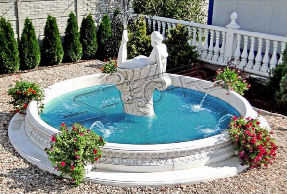 Statua ogrodowa Fontaine Figura ogrodowa Wysoka rzeźba ogrodowa o wysokości 192 cm Figurka ze stawem