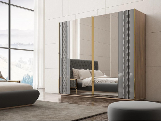 Kompletny zestaw podwójne łóżko luksusowe 2x Szafki nocne design Szafa Szafa
