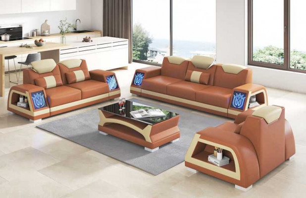 Kompletny zestaw sofowy Zestaw sofowy skórzane sofy sofa 3-częściowe sofy brązowe