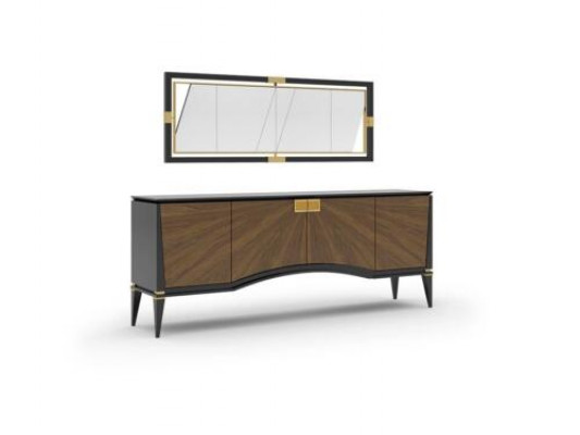 Luksusowy zestaw kredensu do jadalni z Lustro Design Modern Meble Nowość
