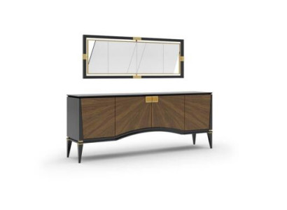 Luksusowy zestaw kredensu do jadalni z Lustro Design Modern Meble Nowość