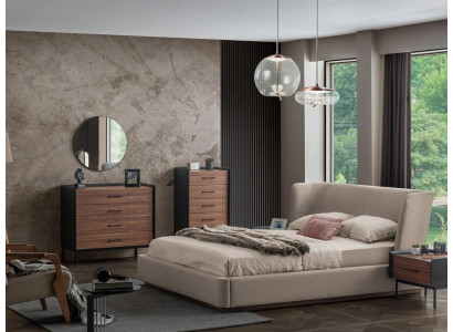 Modern Sypialnia Design Kompletny 3-częściowy 2x Kredens Okrągły Lustro