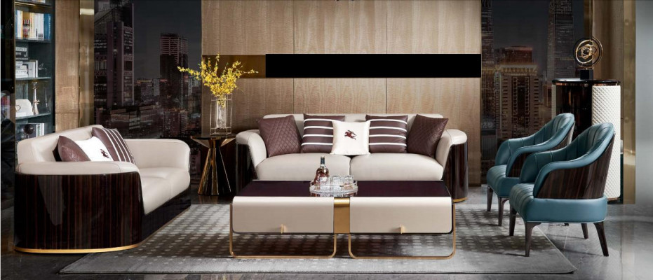 Fotel Jasnoniebieski Skóra Salon Nowoczesny Design Luksusowe Nowe Kreatywne Meble Drewno