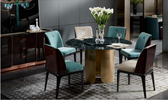 Krzesło Zestaw jadalnia Jasnoniebieski Krzesło 4x Fotel Modern Design Meble Luxury Krzesła