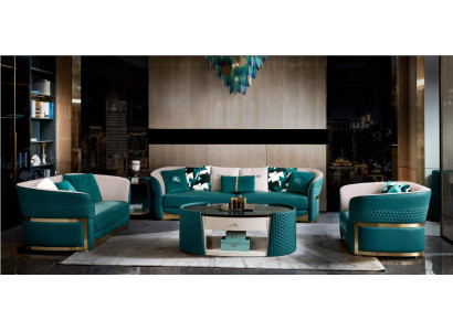 Sofa 3 miejsce do siedzenia Turkis Skóra Luksusowy nowoczesny design Meble Włoskie